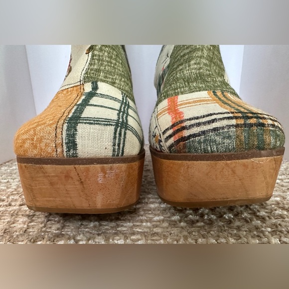 CHARLOTTE STONE 9 Paz Clog Boot in Ida Patchwork Platform Wood Chunky Heel - Picture 3 of 14